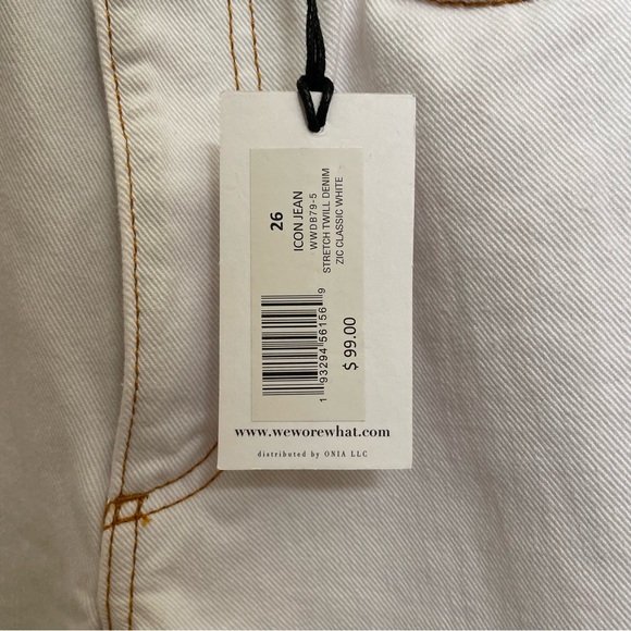 NWT WeWoreWhat White Icon Jean - Straight Leg in Classic Non-Stretch Denim - Picture 9 of 15